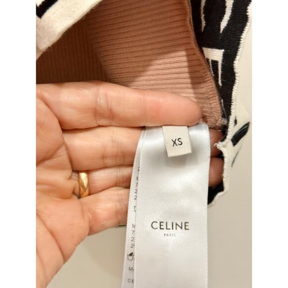 Celine Ribbed Logo Print Racerback Cropped Sports Bra Blush Pink Women's Size XS - Picture 6 of 7